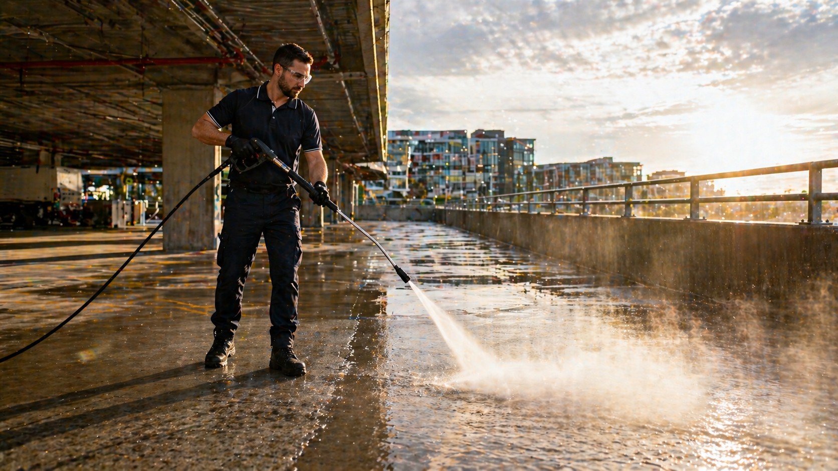 High pressure cleaning Melbourne, commercial car park and concrete cleaning