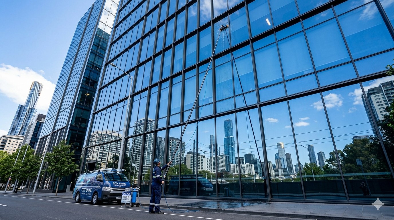 Commercial window cleaning Melbourne, external glass cleaning service